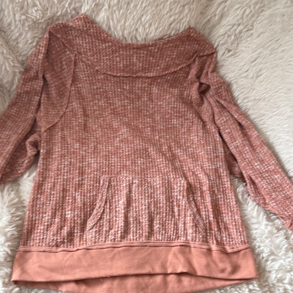 BKE Textured Cowl Neck Sweater in Soft Pink